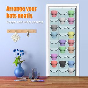 Hat Organizer 27 Pockets <b>Over</b> <b>The</b> <b>Door</b> Hanging Storage For Caps And Accessories Gray PVC Rectangle <b>Hook</b> Type Wall Mount Closet - Product Image 4