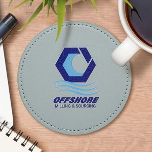 Custom Printed Round Pu Leather Waterproof Reusable Cup <b>Coaster</b> for Cafe Bar - Product Image 1