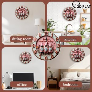 Round Wooden Wall <b>Clock</b> 25x25Cm Silent Non Ticking Villa Living Room Decoration <b>Clock</b> - Product Image 4