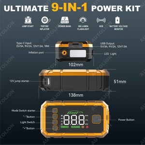 Démarreur de voiture <span class=keywords><strong>26000mAh</strong></span> avec batterie externe QC3.0 18W et double port USB à charge rapide pour moteurs essence 10L et diesel 10L 12V - Product Image 6