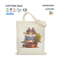 Sac fourre-tout en toile réutilisable et écologique, motif dessin animé mignon, avec poignée robuste, couleur personnalisable, idéal pour le shopping féminin – Vente chaude