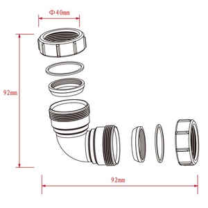 Raccord d'angle de cuisine 40 mm pour connecteur de tuyau à 90 degrés, adaptateur de tuyau 2 voies 40 mm, connecteur d'angle à compression pour évacuation - Product Image 3