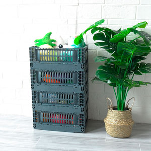 Wholesale Cheap Supermarket Shopping Fruit Vegetable Storage Plastic Folding Baskets With Handles