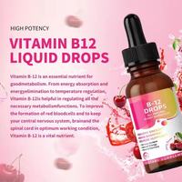 Complément alimentaire liquide de vitamine B12 OEM/ODM, saveur cerise, vitamine B12 5000 mg, gouttes liquides de vitamine B12