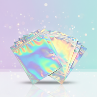 Sacs refermables holographiques transparents sur une face, imprimés sur mesure, thermoscellables, anti-odeur, pour emballage cosmétique, vente en gros