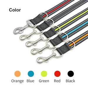 Reflective Nylon <b>Dog</b> Leash with Metal Clasp Stripes Pattern Simple Style Black Color Durable Pet Leash - Product Image 4