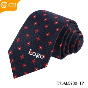 Latest Brand Designer Long Floral Casual Necktie Black Woven Hombre Custom Gift Set Logo Polyester Ties For Men