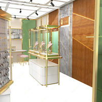 Vitrine à bijoux personnalisée Sundo Trendy, en acier inoxydable doré, éclairage LED, verre verrouillable, vitrine d'exposition de bijoux