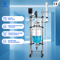Réacteur en verre à double enveloppe Laboao 50L, réacteur en verre à double enveloppe, arbre en PTFE