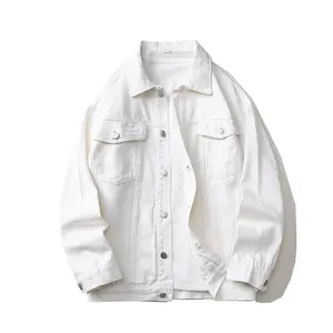 Custom Men Clothing Fashion Denim Jacket Men Classic Shirts Jean Coats Casual Outerwear Black White Denim Jacket For Men