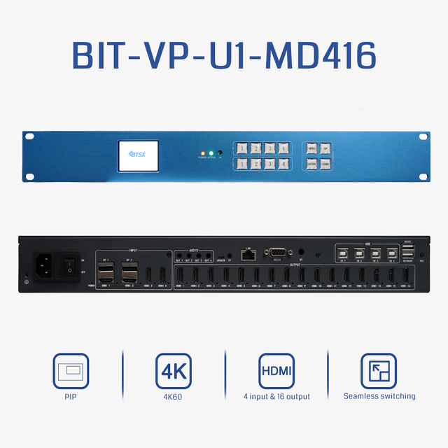 4x4 Hdmi Video Wall Controller 4 in 16 Out Video Processor with Professional  High-quality Splicing Multiple Displays