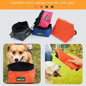 Fabrika toptan özel Logo seyahat taşınabilir katlanabilir tuval evcil köpek maması kase - Product Image 5