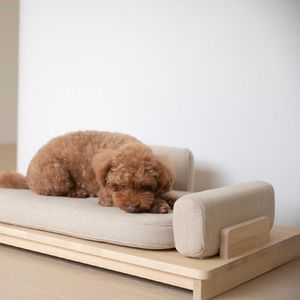 Cao Cấp Cổ Điển Vật Nuôi Sofa Giường Cơ Sở Bằng Gỗ Con Chó Nhỏ Có Thể Tháo Rời Bộ Nhớ Bọt Sang Trọng Hình Vuông Hình Dạng Động Vật Mô Hình Làm Chất Lượng Miếng Bọt Biển - Product Image 4