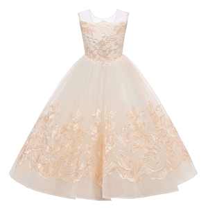 Robe de Soirée pour Enfants en Gros, Robe de Mariage Longue Champagne pour Filles, Robe de Princesse en Tulle pour Bébé - Product Image 3