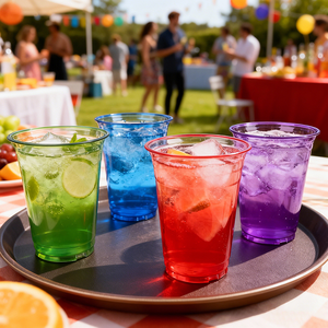 Wholesale Eco Friendly Custom Logo Printed 12oz Colored Round Disposable Flat <b>Plastic</b> <b>Cups</b> for Party Beer <b>Drinks</b> - Product Image 3