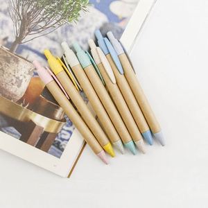 Wheat Straw Biodegradable Ballpoint Custom Logo Eco Friendly Recyclable Paper Tube Pen - Product Image 1