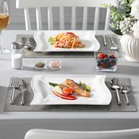 Assiettes de Table Carrées en Porcelaine Céramique Blanches Classiques et Élégantes pour Hôtels Restaurants et Décoration de Luxe