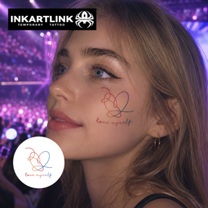 INKARTLINK - Tatuaje Temporal Personalizado de <span class=keywords><strong>BTS</strong></span> Kpop, Diseño Colorido de Corazón, Resistente al Agua, Visualización Instantánea en 1-5 Días - Product Image 2