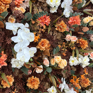 ผนังดอกไม้ประดิษฐ์สีน้ำตาลแดงที่มีกล้วยไม้กล้วยไม้กล้วยไม้สีขาวเหมือนจริงสำหรับพื้นหลังงานแต่งงานและกิจกรรมในธีมห้างสรรพสินค้า - Product Image 4