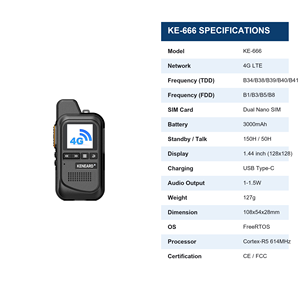 <span class=keywords><strong>Radio</strong></span> PoC 4G LTE KENEARD KE-666, portée longue distance 5000 km, talkie-walkie double SIM, 3000 mAh, 150 h en veille, Type-C, pour la logistique et la sécurité - Product Image 4