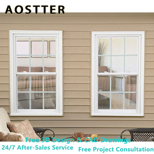Fenêtre coulissante verticale en PVC résistant à la corrosion AOSTTER avec équilibrage par bobine en acier inoxydable pour environnement humide - Product Image 4
