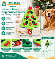 Distributeur de friandises interactif pour chien en forme de sapin de Noël, bol anti-glouton pour les fêtes, cadeau de Noël pour animaux de compagnie, vente en gros OEM
