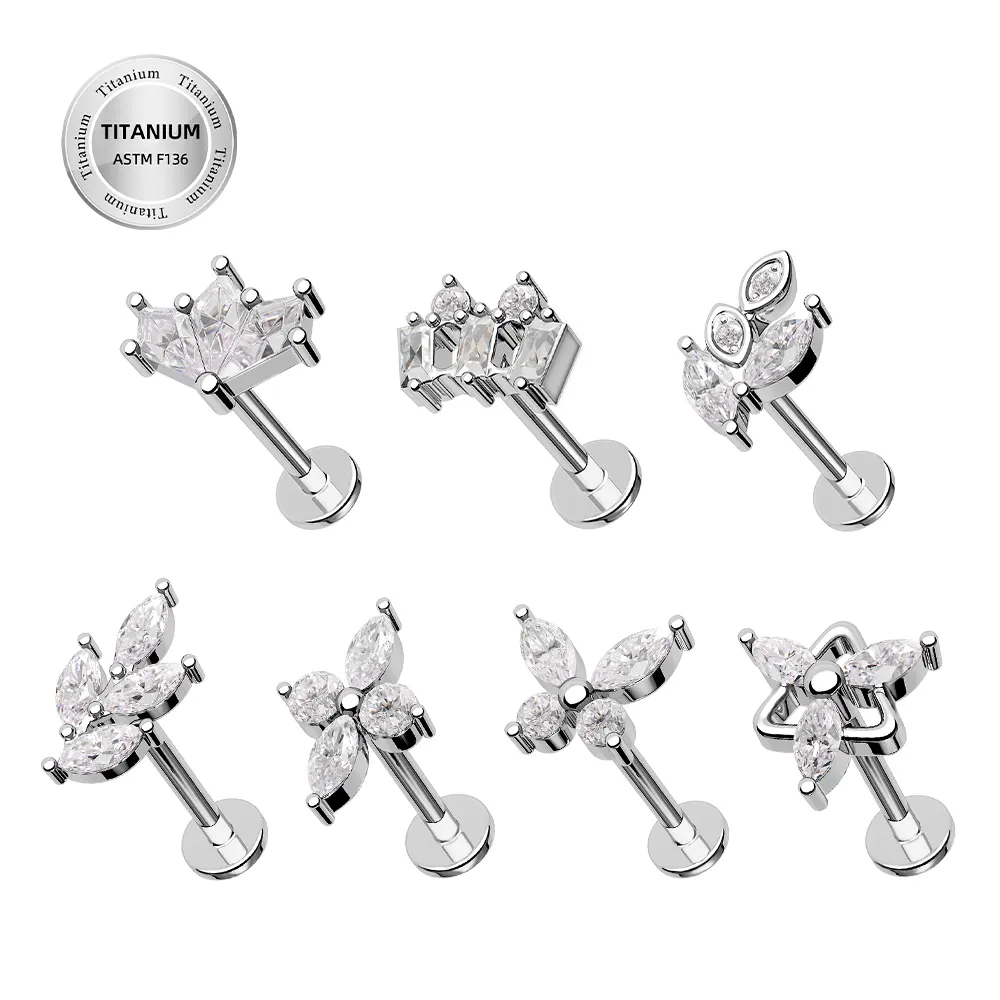 G23 Titanium Leaves Piercing Jewelry Vis à filetage interne Titanium Cute Animals Piercing Tops Body Jewelry Piercings