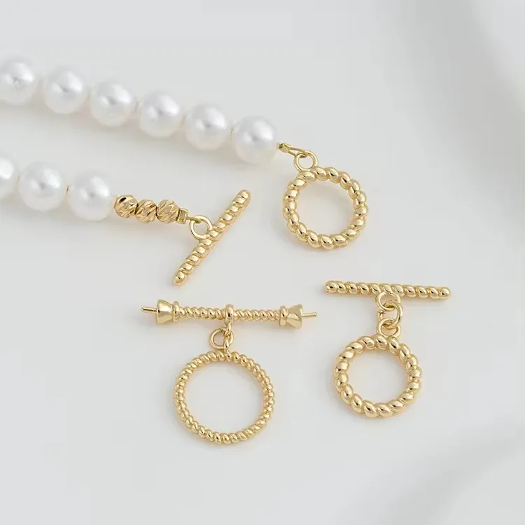 14k Gold plattiert Ot Buckle Jewelry Zubehör Ot Clamps Anschlusskette für Schmuckherstellung Toggle Clamps Halskette