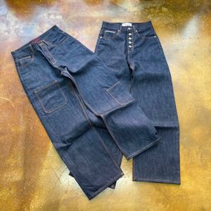 Jeans en denim japonais à jambes larges tendance, jeans amples pour femmes, pantalons stretch, jeans boyfriend pour femmes, jeans pour femmes - Product Image 2