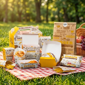 Kunden spezifische Brathähnchen Hamburger Fast-Food-Verpackungs serie Boxen Für Pommes Frites, Popcorn, Snacks - Product Image 1