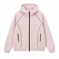 Vente en gros OEM ODM – Blouson à capuche unisexe oversize en polaire avec épaules tombantes, style décontracté, blocs de couleur, coutures sportives, fermeture éclair
