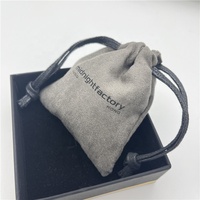Mini sac en velours suédé personnalisé, pochette à bijoux en daim gris avec cordon