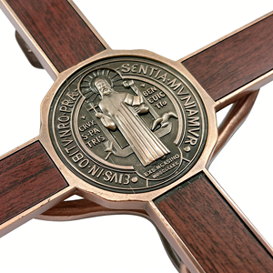 <span class=keywords><strong>Croix</strong></span> murale HT Saint Benoît, crucifix en bois et cuivre de 9,06 pouces, <span class=keywords><strong>croix</strong></span> catholique <span class=keywords><strong>INRI</strong></span> Jésus-<span class=keywords><strong>Christ</strong></span>, décoration murale pour la maison et l'église - Product Image 6
