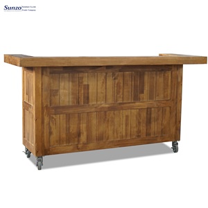 Barra de <span class=keywords><strong>Bar</strong></span> de Madera Antigua, Barra de Madera Maciza para Restaurante y Alquiler para Bodas - Product Image 3