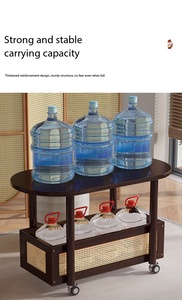 Mesa <span class=keywords><strong>de</strong></span> Centro Ovalada Móvil con Almacenamiento <span class=keywords><strong>de</strong></span> Ratán, Mesa Auxiliar Rodante <span class=keywords><strong>de</strong></span> Bambú para Sala <span class=keywords><strong>de</strong></span> Estar, Dormitorio, Oficina, Barra <span class=keywords><strong>de</strong></span> Té, Balcón, Patio - Product Image 5