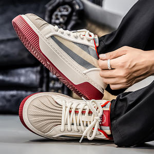 Zapatos de hombre de nuevo estilo con parte superior de malla transpirable, zapatillas blancas para adolescentes, zapatillas casuales de suela gruesa a la moda. - Product Image 5