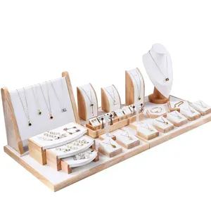 Anello collana ciondolo orologio bracciale oggetti di scena negozio di gioielli vetrina Set in velluto in legno porta espositore gioielli - Product Image 2