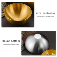 Vaisselle de style coréen - Saladier en acier inoxydable doré - Grand bol domestique pour fruits, nouilles froides et Laoshi Ping