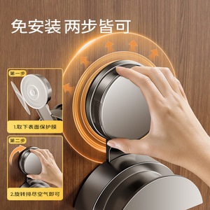 Gancho de succión para pared, organizador de ropa redondo de alta resistencia para baño, puerta de entrada, colgador de bolsas - Product Image 4