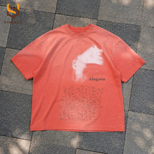 เสื้อยืดคอตตอน 100% ทรงโอเวอร์ไซส์ แบบวินเทจ ล้างสีด้วยกรดพิเศษ เนื้อผ้าหนา สำหรับผู้ชาย - Product Image 1
