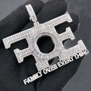 Huruf FOE keluarga lebih dari setiap hal liontin pria kalung mikro pave 5A kubik zirkonia cz es keluar perhiasan - Product Image 1
