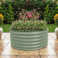 Jardinière surélevée classique moderne de luxe minimaliste en métal, support de plantation pour légumes, revêtement PE, utilisation extérieure pour hôtels, ronde/ovale/carrée
