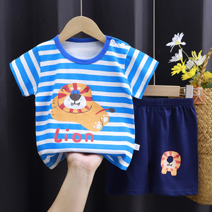 2025 nouveau été enfants décontracté à manches courtes <span class=keywords><strong>Shorts</strong></span> costume pur coton T-Shirt <span class=keywords><strong>pas</strong></span> <span class=keywords><strong>cher</strong></span> en gros bébé garçon vêtements garçons filles - Product Image 5