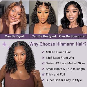 Perruques Jerry Curls Full Frontal 13x6 en dentelle HD, 100% cheveux humains, pré-épilées, sans colle, courtes, bouclées, ondulées, style bob pour femmes noires - Product Image 5