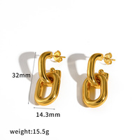 Anting-anting Gaovo Trendy Unik Geometris Double Hoop Dua Warna Lapisan Emas 18K Anti Karat dari Baja Tahan Karat - Hadiah