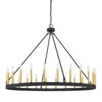 Lustre industriel rétro rustique de style américain en fer noir à 24 ampoules, idéal pour bar, restaurant, salon, villa
