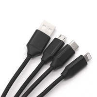 Llavero con logotipo luminoso personalizado Universal portátil Multi 3 en 1 USB tipo C Micro IOS Cable de cargador rápido para teléfonos celulares