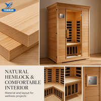 Salle de sauna traditionnelle pour la maison, sauna sec, design en forme de L avec double banc, éclairage LED, alimentation USB/prise électrique