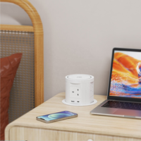 Centro de alimentación emergente de alta resistencia 7 en 1 con base inalámbrica de 15W, 4 tomas de corriente, puertos USB-A y USB-C PD de 20W, y toma de corriente de mesa de 120mm para cocina
