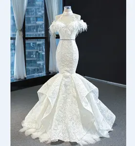 Женское вечернее платье с вышивкой queensdress, белое кружевное платье из мягкой ткани с вышивкой страусиными перьями и поясом